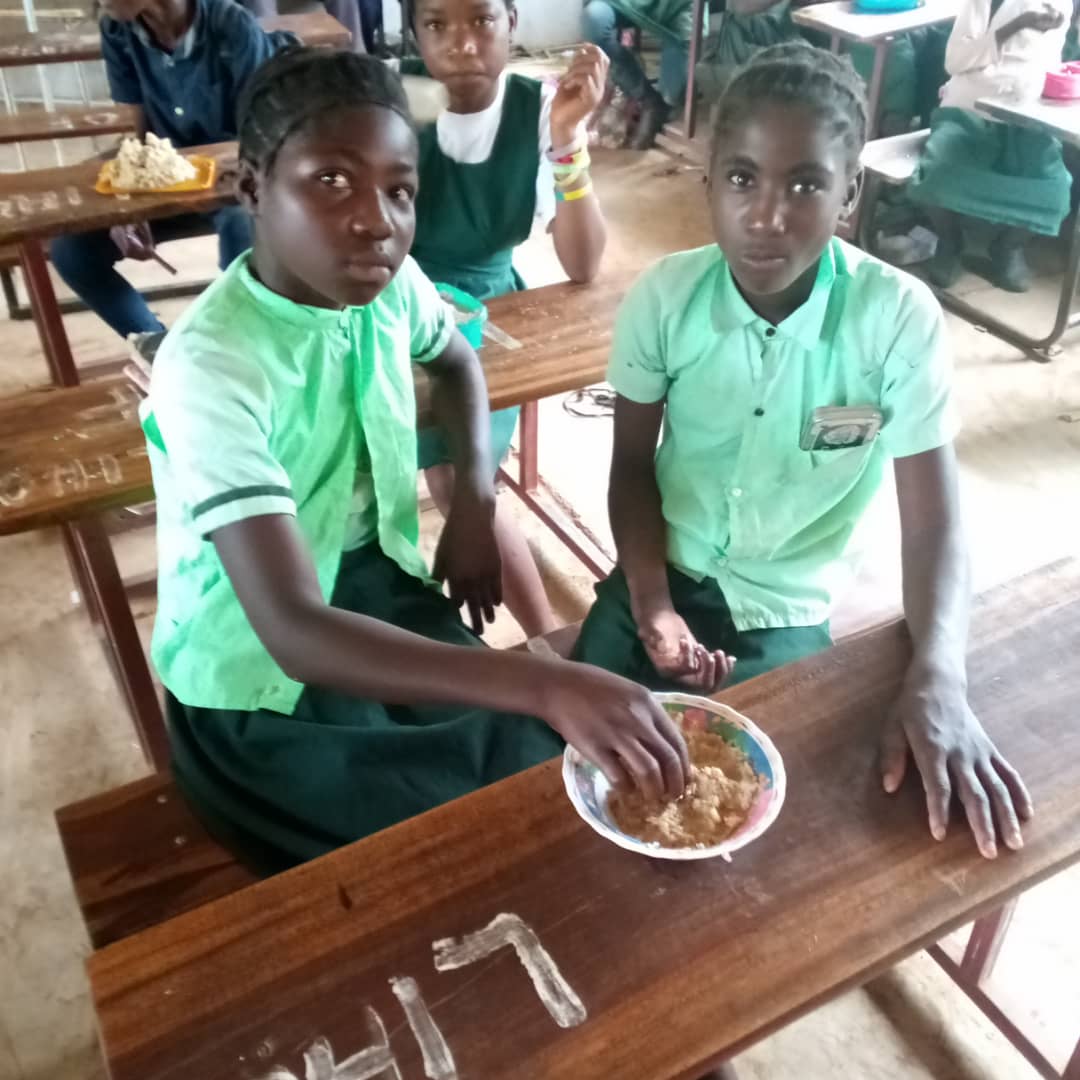 Children eating school meal
