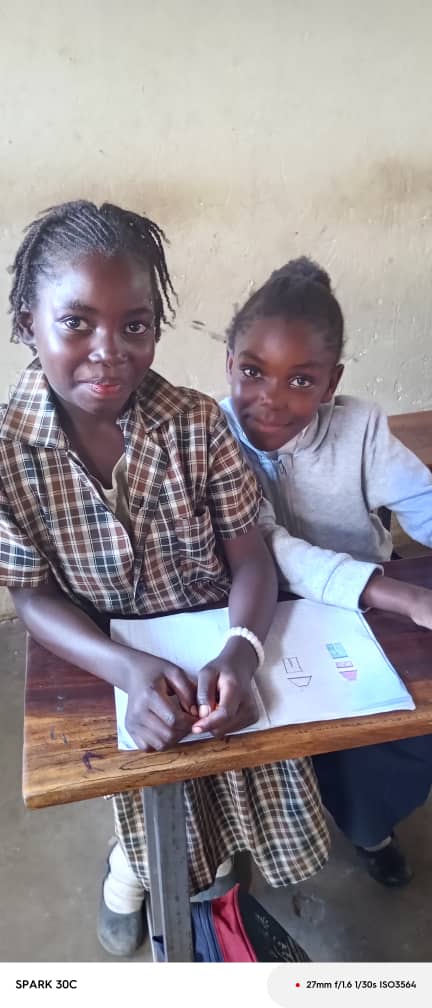Girls studying at school